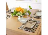 Abakuhaus Tovagliette Giapponesi, Ragazze In Abiti Tradizionali E Motivi Culturali Decorati Con Collage Orientali Antichi, Tiscjdeco In Tessuto Resistente Ai Colori Per La Sala Da Pranzo E La Cucina, Multicolore