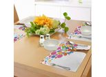 Tovagliette Abakuhaus Con Motivi Floreali, Albero In Fiore Primaverile, Foglie E Petali Vibranti, Stampa Estiva Per Bambini, Decorazioni Da Tavola In Tessuto Resistente Ai Colori Per La Sala Da Pranzo E La Cucina, Multicolore