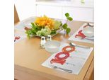 Abakuhaus 100° Compleanno Tovagliette, Festa Per I Cento Anni Palloncini Volanti Stampa Artistica, Decorazioni Da Tavola In Tessuto Resistente Al Lavaggio Per La Sala Da Pranzo E La Cucina, Rosa, Arancione E Rosso