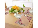 Tovagliette Abakuhaus Con Motivi Floreali, Fiori Naturali Su Sfondo Nostalgico A Pois, Illustrazioni Artistiche, Tiscjdeco In Tessuto Resistente Al Lavaggio Per Sala Da Pranzo E Cucina, Salmone, Verde Acqua, Rubino