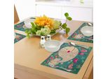 Tovagliette Abakuhaus Wal, Felice Creatura Marina Gigante Con Fiore Tulipano E Foglia, Decorazione Grafica, Tiscjdeco In Tessuto Resistente Ai Colori Per La Sala Da Pranzo E La Cucina, Multicolore