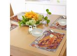 Abakuhaus Tovagliette Tropicali, Tipografia Retrò Estiva Con Tavole Da Surf E Grafica Di Piante Esotiche, Decorazioni Da Tavola In Tessuto Resistente Al Lavaggio Per La Sala Da Pranzo E La Cucina, Arancione Marrone Castagna