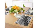 Abakuhaus Tovagliette Vintage, Vecchio Disegno Di Moda Raffigurante Un Coccodrillo Nella Foresta Immagine Fossile Wildlife Natur Woods, Tiscjdeco In Tessuto Resistente Ai Colori Per La Sala Da Pranzo E La Cucina, Grigio Antracite