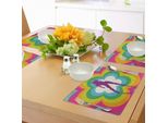 Tovagliette Abakuhaus Anni '70, Fiori Colorati Vibranti Con Donne Danzanti, Design Psichedelico E Caleidoscopico, Tovagliette Decorative In Tessuto Resistente Ai Colori Per La Sala Da Pranzo E La Cucina, Multicolore