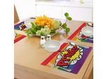 Abakuhaus Tovagliette Stolz, Pop Art, Fumetti, Icone, Effetto Scritto A Mano E Immagine Della Bandiera Arcobaleno, Tiscjdeco In Tessuto Resistente Al Lavaggio Per Sala Da Pranzo E Cucina, Multicolore