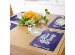 Tovagliette Abakuhaus Anni '70, Scritta Retrò Su Tema Discoteca, Ballo E Musica, Stampa Artistica, Decorazione Da Tavola In Tessuto Resistente Ai Colori Per Sala Da Pranzo E Cucina, Viola, Bianco, Blu