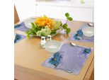 Tovagliette Abakuhaus Con Motivi Floreali, Motivi Floreali Decorativi Su Sfondo Viola - Illustrazione Moderna, Decorazioni Da Tavola In Tessuto Resistente Al Lavaggio Per La Sala Da Pranzo E La Cucina, Blu Scuro, Bordeaux E Viola