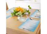 Abakuhaus Tovagliette Moderne, Design Geometrico Contemporaneo Quadrato Con Linee Sfumate Come Una Stampa A Colori, Tiscjdeco In Tessuto Resistente Al Lavaggio Per La Sala Da Pranzo E La Cucina, Bianco E Blu