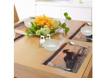 Abakuhaus Tovagliette Con Cavalli, Mare Al Tramonto, Orizzonte, Velocità, Natura Esotica, Immagini Di Animali, Tiscjdeco In Tessuto Resistente Al Lavaggio Per Sala Da Pranzo E Cucina, Marrone Scuro Salmone