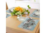 Tovagliette Abakuhaus Grunge, Sfondo Cupo Con Libellule E Fiori Con Motivi Grafici Retrò A Spirale E Petali, Decorazioni Da Tavola In Tessuto Resistente Al Lavaggio Per La Sala Da Pranzo E La Cucina, Marrone Castagna E Azzurro.