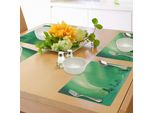 Abakuhaus Tovagliette Nordlicht, Cielo Polacco Sopra Un Panorama Ghiacciato Di Pini Innevati E Isole Selvagge, Tiscjdeco In Tessuto Resistente Ai Colori Per La Sala Da Pranzo E La Cucina, Verde Felce
