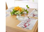 Tovagliette Abakuhaus Natur, Fiori Di Ciliegio Giapponesi Con Sfondo Astratto, Decorazioni Da Tavola In Tessuto Resistente Al Lavaggio Per Sala Da Pranzo E Cucina, Marrone Scuro, Corallo Scuro, Rosa Chiaro