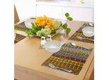 Tovagliette Tribali Abakuhaus, Motivi Etnici Africani Con Bordi Disegnati A Mano, Grafica, Tiscjdeco In Tessuto Resistente Al Lavaggio Per La Sala Da Pranzo E La Cucina, Arancione, Giallo E Nero