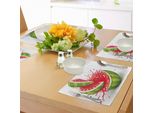 Abakuhaus Tovagliette Moderne, Fette Di Anguria Matura Con Spruzzi Di Succo, Decorazioni Da Tavola In Tessuto Resistente Al Lavaggio Per La Sala Da Pranzo E La Cucina, Verde Felce, Bianco E Rosso