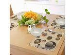 Tovagliette Retrò Abakuhaus, Funky Bubbles In Modello Rotondo A Forma Di Disco Con Immagine Astratta A Cerchi, Tiscjdeco In Tessuto Resistente Al Lavaggio Per La Sala Da Pranzo E La Cucina, Marrone Chiaro Caramello Crema Grigio