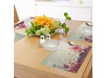Tovagliette Abakuhaus Con Motivi Floreali, Giardino Fiorito A Cielo Aperto E Grafica Con Uva Da Vino, Tiscjdeco In Tessuto Resistente Al Lavaggio Per Sala Da Pranzo E Cucina, Corallo Scuro E Azzurro Cielo