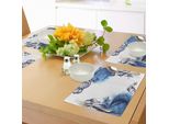 Tovagliette Abakuhaus Ocean, Sealife Sea Shells E Sandsteine Deep Water Star Fish Blu Sfumato, Tiscjdeco In Tessuto Resistente Al Lavaggio Per La Sala Da Pranzo E La Cucina, Blu Navy E Bianco