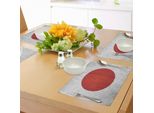 Abakuhaus Tovagliette Astratte, Bandiera Nazionale Del Giappone A Mosaico, Sfondo Frattale Sporco, Stampa Grafica Moderna, Tovaglietta Decorativa In Tessuto Resistente Al Colore Per La Sala Da Pranzo E La Cucina, Grigio Chiaro Arancione