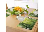 Abakuhaus Tovagliette Verdi, Foresta Tropicale Amazzonica Con Animali E Piante, Tiscjdeco In Tessuto Resistente Al Lavaggio Per Sala Da Pranzo E Cucina, Verde Chiaro