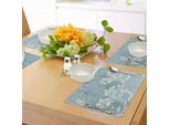 Tovagliette Abakuhaus, Edera Floreale Retrò Con Volute, Grafica Vettoriale Astratta, Decorazioni Da Tavola In Tessuto Resistente Al Lavaggio Per La Sala Da Pranzo E La Cucina, Blu-Grigio, Azzurro, Bianco