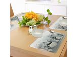 Tovagliette Abakuhaus Con Animali, Illustrazione Di Rinoceronti Africani, Natura Tropicale, Safari, Decorazioni Da Tavolo In Tessuto Resistente Ai Colori Per La Sala Da Pranzo E La Cucina, Verde Chiaro E Azzurro.