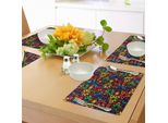 Abakuhaus Tovagliette Geometriche, Ispirate Alle Finestre Di Vetro, Con Stampa Color Arcobaleno E Motivi Floreali, Tiscjdeco In Tessuto Resistente Al Lavaggio Per La Sala Da Pranzo E La Cucina, Multicolore