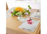 Tovagliette Abakuhaus Con Motivi Floreali, Stagione Primaverile, Fiori Vivaci, Papaveri Rossi, Stampa Artistica Ad Acquerello, Decorazione Da Tavola In Tessuto Resistente Al Lavaggio Per Sala Da Pranzo E Cucina, Verde Chiaro, Rosa E Bianco.