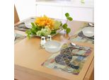 Tovagliette Abakuhaus Elefante, Design Mosaico Con Animali Africani In Colori Tenui, Tema Safari Naturale, Grafica, Tiscjdeco In Tessuto Resistente Al Lavaggio Per Sala Da Pranzo E Cucina, Multicolore