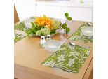 Tovagliette Abakuhaus Con Motivi Floreali, Illustrazione Naturale Con Motivi Floreali Su Sfondo Verde, Decorazioni Da Tavola In Tessuto Resistente Al Lavaggio Per La Sala Da Pranzo E La Cucina, Verde Chiaro, Bianco E