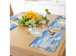 Tovagliette Per Bambini Abakuhaus, Immagine Di Animali Artici: Orsi Polari, Foche, Pinguini, Lupi, Balene, Opera D'arte, Tiscjdeco In Tessuto Resistente Al Lavaggio Per La Sala Da Pranzo E La Cucina, Azzurro Cielo E Bianco.