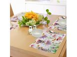 Abakuhaus Tovagliette Shabby Chic, Dipinto A Mano Ad Acquerello Con Boccioli Di Fiori, Farfalle E Coccinelle, Tiscjdeco In Tessuto Resistente Ai Colori Per La Sala Da Pranzo E La Cucina, Multicolore
