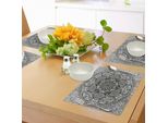 Abakuhaus Tovagliette Etniche, Ispirate Ai Mandala, Disegni Etnici Realizzati A Mano, Motivi Paisley Etnici Boho Native, Tessuto Lavabile E Resistente Al Lavaggio Per Sala Da Pranzo E Cucina, Bianco E Nero