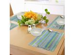 Abakuhaus Tovagliette Blu, Disegno A Mano, Motivo A Strisce Acquerellato, Colori Tenui, Vernice Acrilica, Decorazione Da Tavola In Tessuto Resistente Al Lavaggio Per Sala Da Pranzo E Cucina, Viola, Verde, Blu