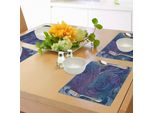 Abakuhaus Tovagliette Astratte, Grafica Ispirata All'oceano Arabesque Paisley Con Motivi Etnici Disegnati A Mano, Tiscjdeco In Tessuto Resistente Al Lavaggio Per La Sala Da Pranzo E La Cucina, Viola Blu