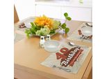 Abakuhaus 40° Compleanno Tovagliette, Bandiera Celebrativa In Stile Vintage Con Motivi Vintage E Pois Retrò, Decorazioni Da Tavola In Tessuto Resistente Allo Scolorimento Per La Sala Da Pranzo E La Cucina, Cannella, Arancio, Avorio