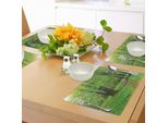 Tovagliette Abakuhaus Natur, Stagione Estiva, Bosco Con Alberi In Fiore, Erba E Sentiero, Paesaggio Tranquillo, Tiscjdeco In Tessuto Resistente Al Lavaggio Per Sala Da Pranzo E Cucina, Verde Marrone