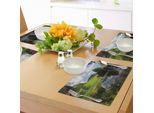 Tovagliette Abakuhaus Natur, Lago Attraverso Un Prato In Una Giornata Di Sole, Campagna Rurale, Valle, Paesaggio Estivo Scozzese, Tiscjdeco In Tessuto Resistente Al Colore Per La Sala Da Pranzo E La Cucina, Multicolore