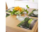 Tovagliette Abakuhaus Wald, Passeggiata Nella Natura Attraverso Il Verde Arco, Ponti, Fogliame, Alberi, Soleggiata Giornata Estiva, Tiscjdeco In Tessuto Resistente Al Colore Per La Sala Da Pranzo E La Cucina, Verde Marrone Beige