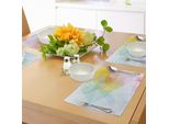 Abakuhaus Tovagliette Astratte, Pallidi Quadrati Colorati Arcobaleno Ombre Moderni E Linee Nitide, Tiscjdeco In Tessuto Resistente Al Lavaggio Per La Sala Da Pranzo E La Cucina, Azzurro, Giallo E Rosa