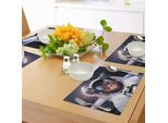 Abakuhaus Tovagliette Con Gatti Spaziali, Gattini Nella Galassia Con Immagini Di Costellazioni, Zodiaco E Animali, Tiscjdeco In Tessuto Resistente Ai Colori Per La Sala Da Pranzo E La Cucina, Blu Scuro E Bianco