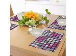 Abakuhaus Tovagliette Astratte, Motivo A Nodi Con Grandi Filati Frattali, Grafica Geometrica A Bande Collegate, Tiscjdeco In Tessuto Resistente Al Lavaggio Per La Sala Da Pranzo E La Cucina, Viola Grigio Rosa