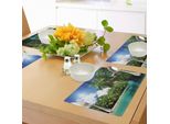 Tovagliette Abakuhaus Jungle, Isola Di Mahé, Seychelles Mare E Palme Con Cielo Limpido Al Mattino Forest Vacation, Tiscjdeco In Tessuto Resistente Ai Colori Per La Sala Da Pranzo E La Cucina, Bianco Verde Acquamarina