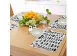 Abakuhaus Tovagliette Regina, Set Grande Silhouette Corona Monarchia Imperiale Righello Icone Antico Vintage, Tiscjdeco In Tessuto Resistente Al Colore Per Sala Da Pranzo E Cucina, Bianco E Nero
