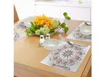Abakuhaus Tovagliette Astrologiche, Cerchio Dei Segni Zodiacali Con Immagine Del Sole Splendente Al Centro, Stampa Artistica, Tiscjdeco In Tessuto Resistente Al Lavaggio Per La Sala Da Pranzo E La Cucina, Grigio Chiaro E Bianco
