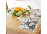 Abakuhaus Tovagliette Regina, Bella Fantasia Regina Delle Nevi Disegnata A Mano Arte Spiritualità Invernale Boho Mitica, Tiscjdeco In Tessuto Resistente Al Lavaggio Per La Sala Da Pranzo E La Cucina, Bianco E Nero