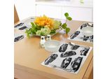Abakuhaus Tovagliette Moderne, Automobili Grigie Da Diverse Angolazioni Tema Dell'industria Automobilistica, Tiscjdeco In Tessuto Resistente Al Colore Per La Sala Da Pranzo E La Cucina, Verde Salvia Pallido, Bianco, Nero