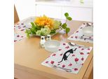 Abakuhaus Tovagliette Moderne, Graziosa Gattina Addormentata Circondata Da Tulipani, Gatti, Animali Domestici E Creature Adorabili, Stampa Digitale Su Tessuto Lavabile, Decorazione Da Tavola Per La Cucina, Bianco, Nero, Rosa