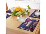 Abakuhaus 15° Compleanno Tovagliette, Candeline Numero Quindici Su Torta Con Motivo Artistico Astratto, Tiscjdeco In Tessuto Resistente Al Lavaggio Per Sala Da Pranzo E Cucina, Bianco Rosa Blu