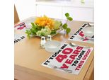 Abakuhaus 40° Compleanno Tovagliette, Quarant'anni E Uno Slogan Accattivante, Convincente, Divertente E Alla Moda, Tiscjdeco In Tessuto Resistente Ai Colori Per La Sala Da Pranzo E La Cucina, Corallo Scuro Bianco Nero