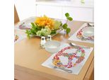 Abakuhaus Tovagliette Anni '70, Simbolo Della Pace Con Fiori Colorati E Arcobaleno, Amore E Gioia, Composizione Festosa, Decorazioni Per La Tavola In Tessuto Resistente Al Lavaggio Per La Sala Da Pranzo E La Cucina, Multicolore